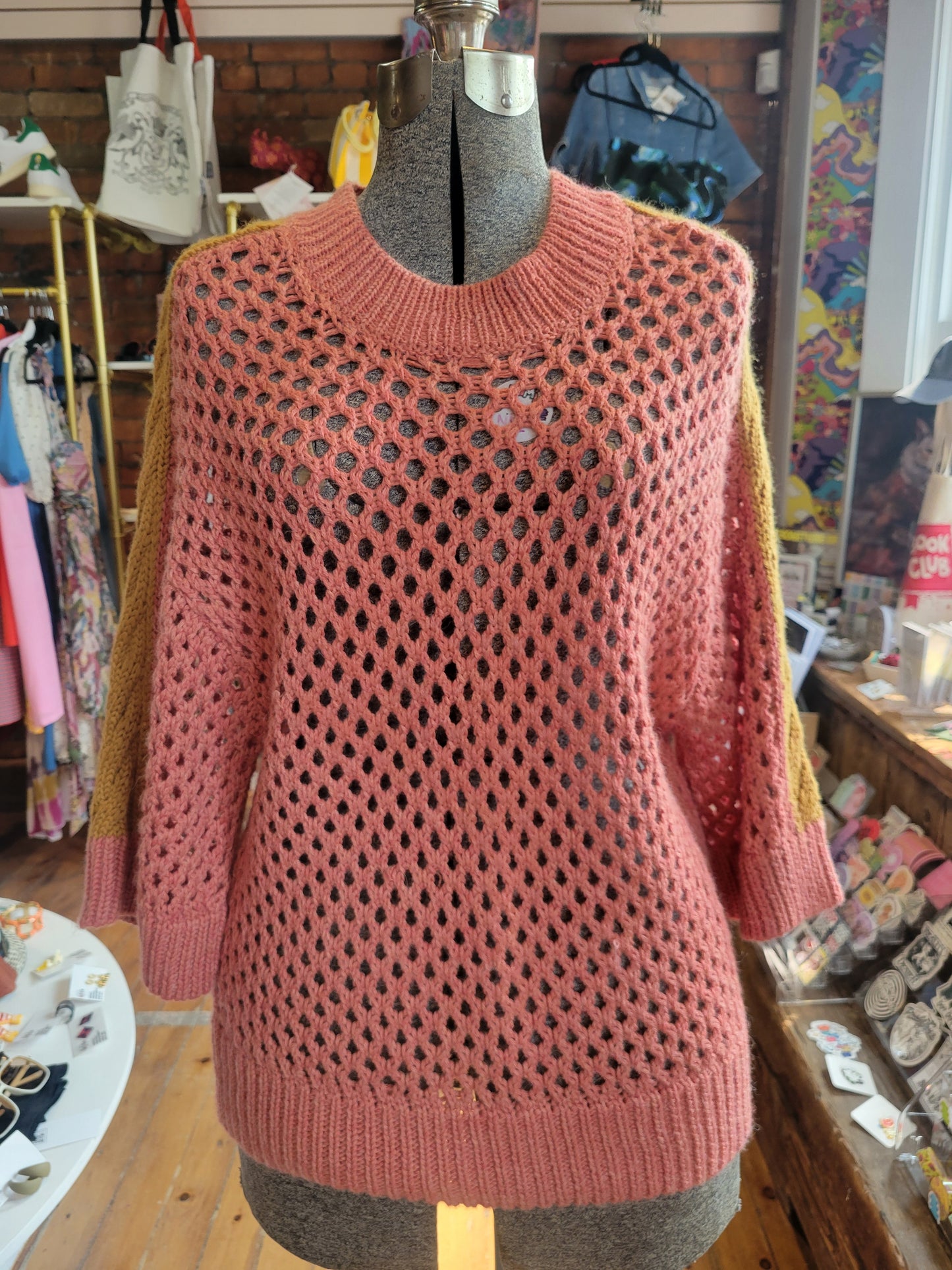 Rachel Comey Knit Sweater with Yellow Sleeve Stripe