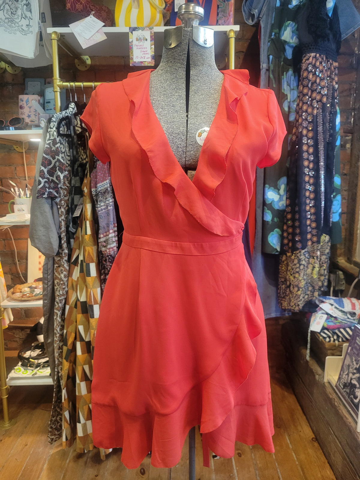 Sunday Best coral-red wrap dress - Size US 0 Ladies