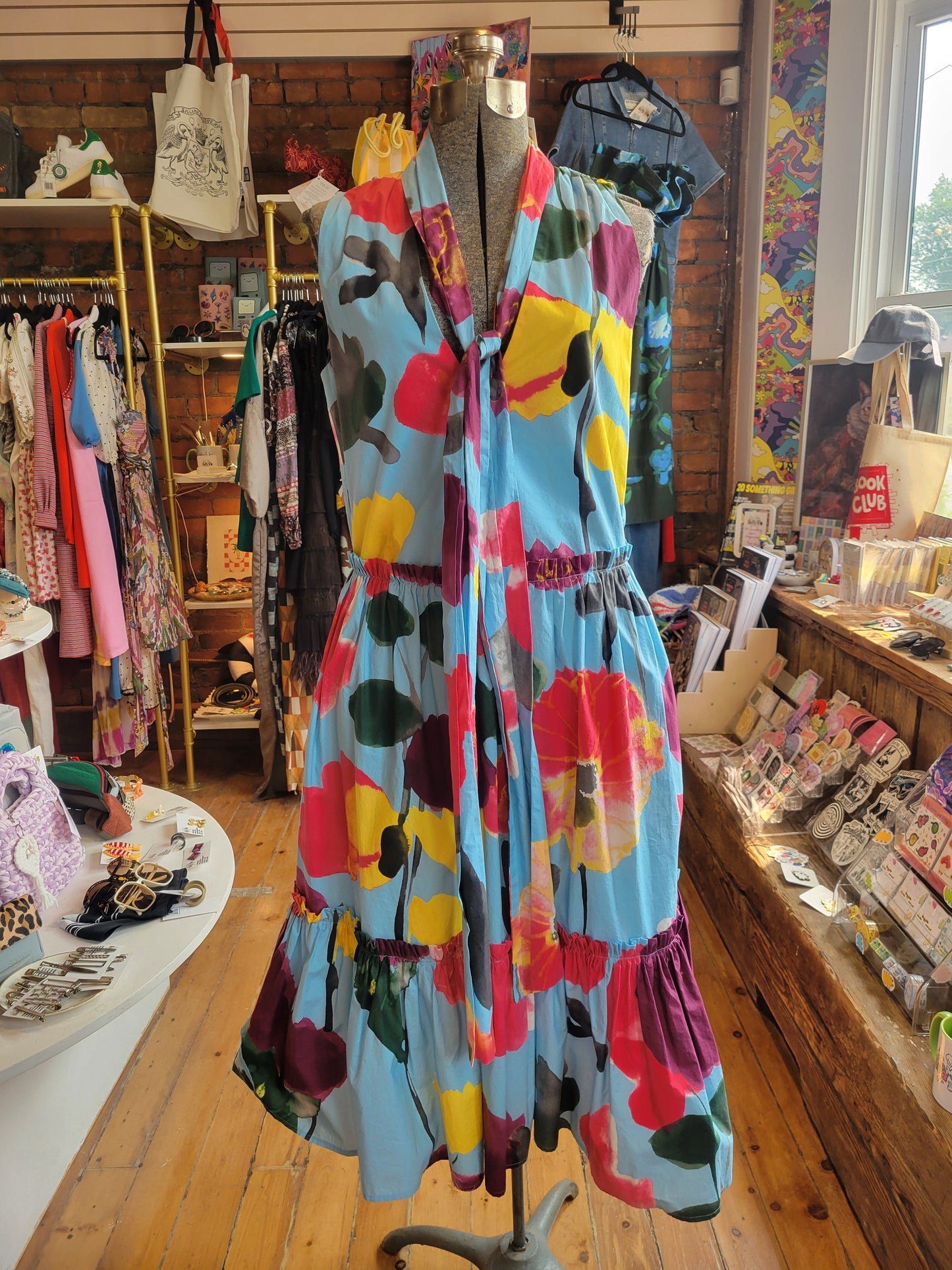 La Double J Blue and Floral Midi Dress