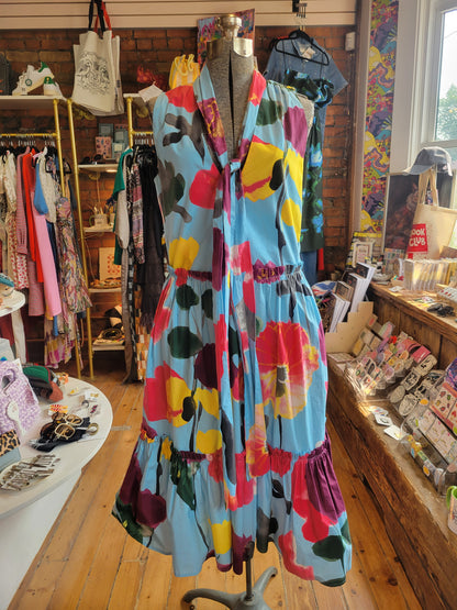 La Double J Blue and Floral Midi Dress