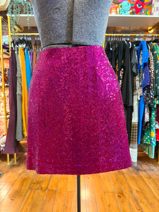 Autres Filles fuchsia sequined mini A-line skirt