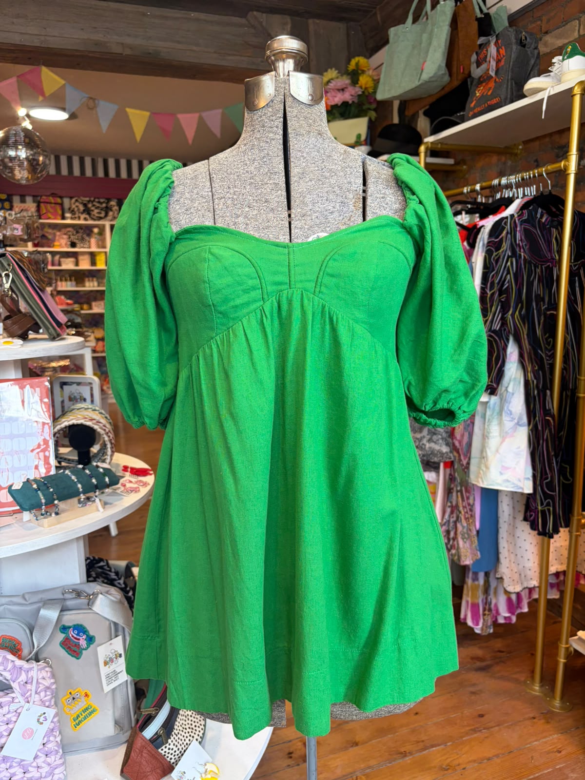 Farm Rio Short Sleeve Puff dress - Small/Petite