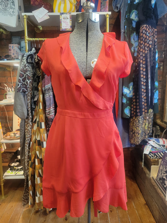 Sunday Best coral-red wrap dress - Size US 0 Ladies