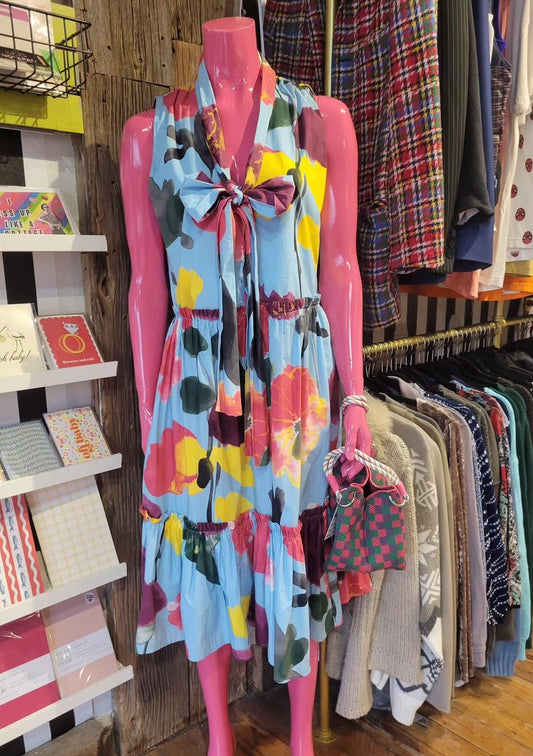 La Double J Blue and Floral Midi Dress