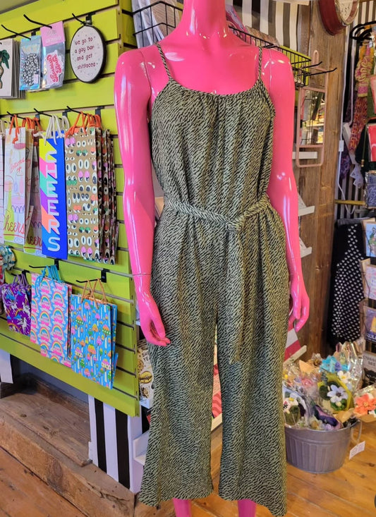Suzy Shier Animal Print wide-leg cami jumpsuit - Small