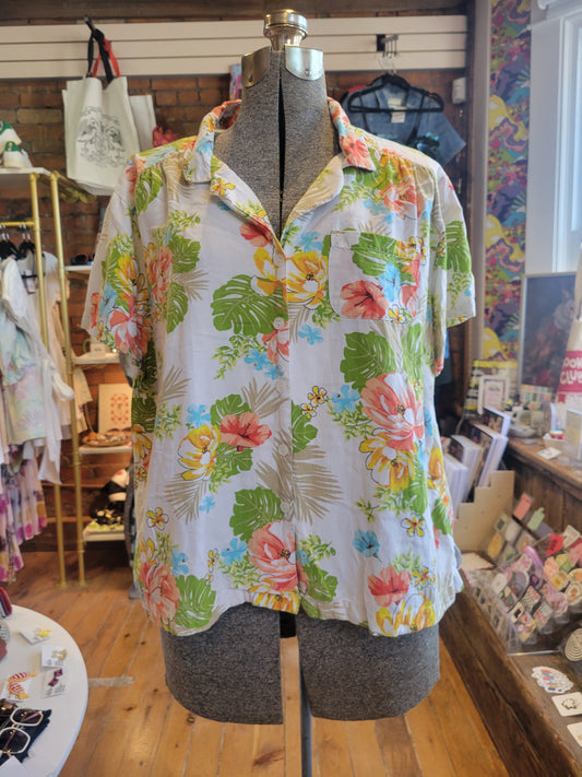 Vintage Y2K Tropical Camp Shirt – XL