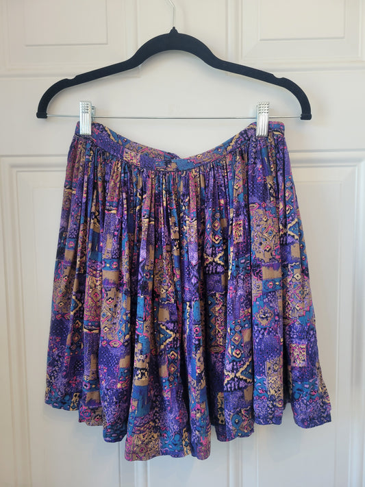 Vintage late 1980s knee-length pleated skirt - size Small