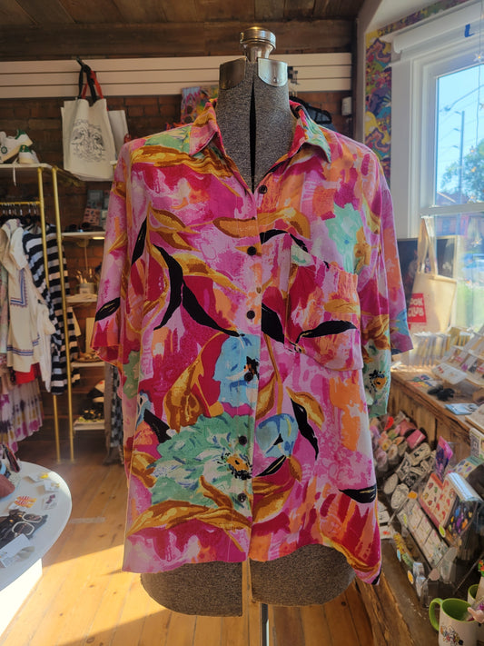 Chemise boutonnée à manches courtes Body Best, fin des années 1980 - taille Large