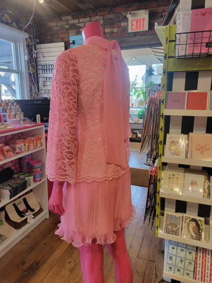 Vintage 1960s Pink Lace Cocktail dress- size small