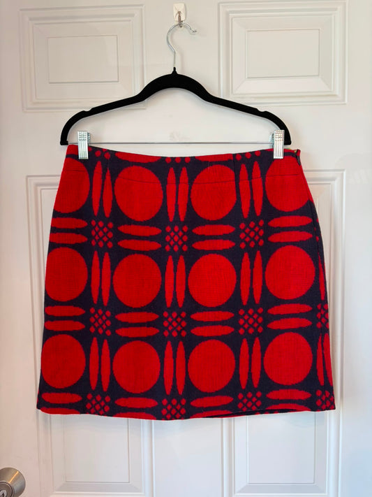 Boden red and navy geometric mini skirt - size 10