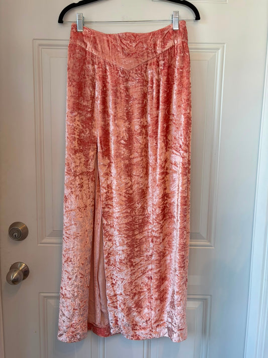 Horses Atelier crushed pink velvet maxi skirt - size extra small