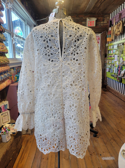 H&M Cream Broderie Anglaise Dress- size Large