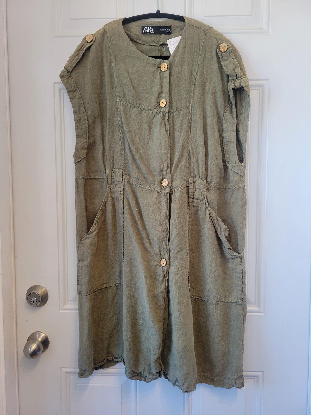 Olive Green Zara Linen romper - size Medium