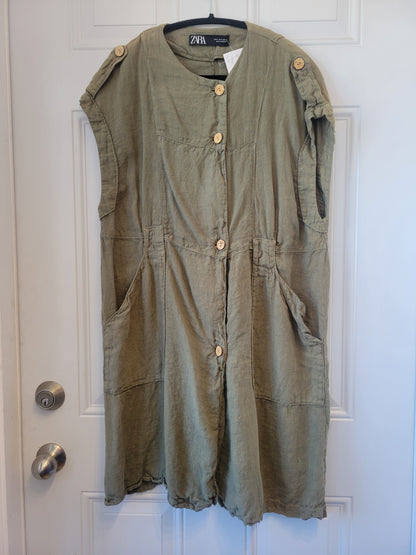 Olive Green Zara Linen romper - size Medium