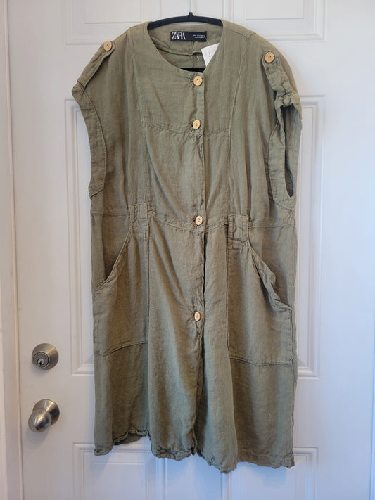 Olive Green Zara Linen romper - size Medium