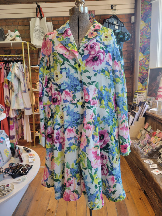Robe chemise plissée à fleurs - taille Très Grand
