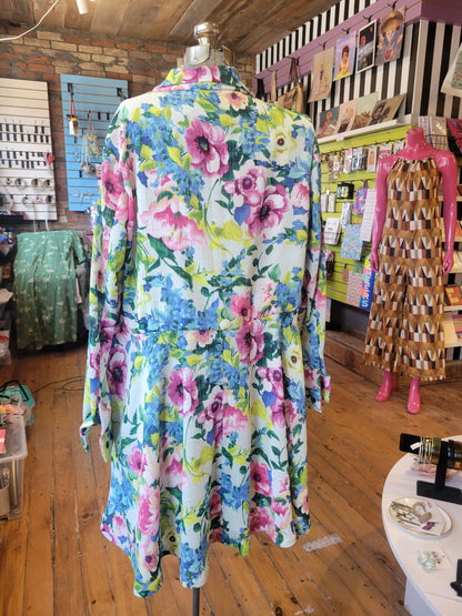Pleated Floral button-down dress - size Extra Large