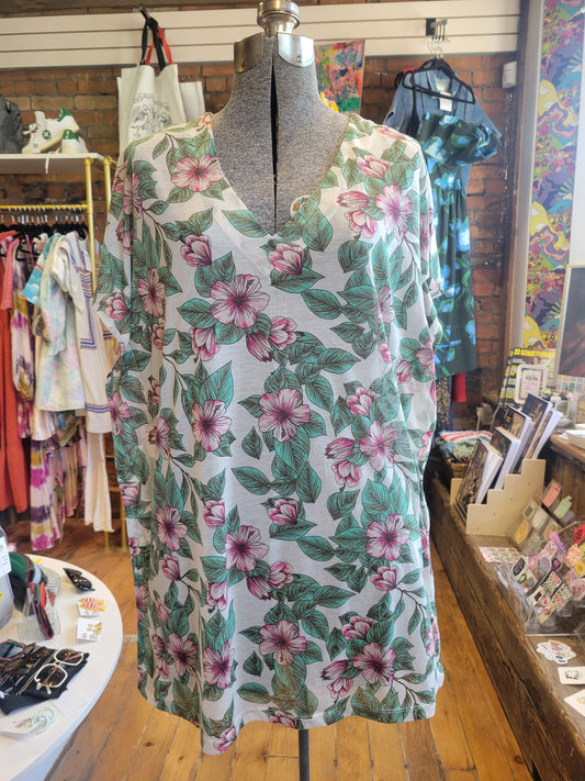 H&M Tropical Hibiscus floral print swimsuit cover-up tunic - size Extra Small