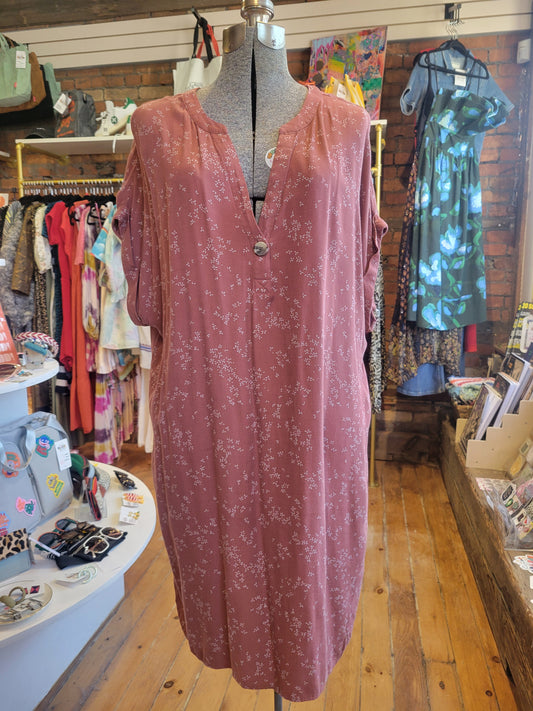 Signature by Reitmans Dusty Rose floral-print kaftan dress - size XXL