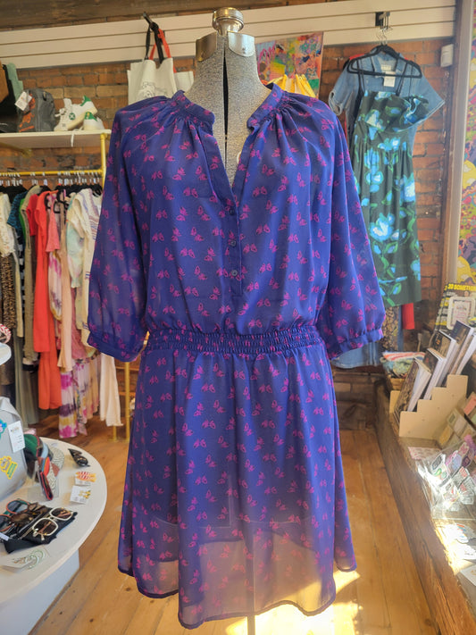 Purple Gap Sheer Butterfly print chiffon dress - size Extra Small
