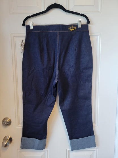 Retro Hell Bunny Charlie Denim Capri pants - size Large