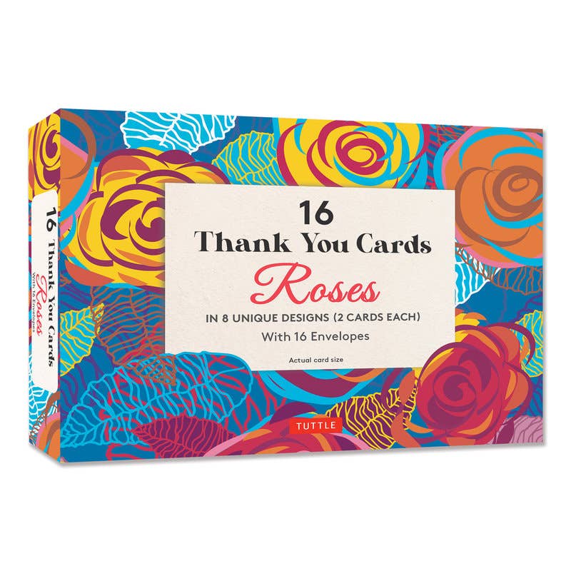 16 Thank You Cards, Roses