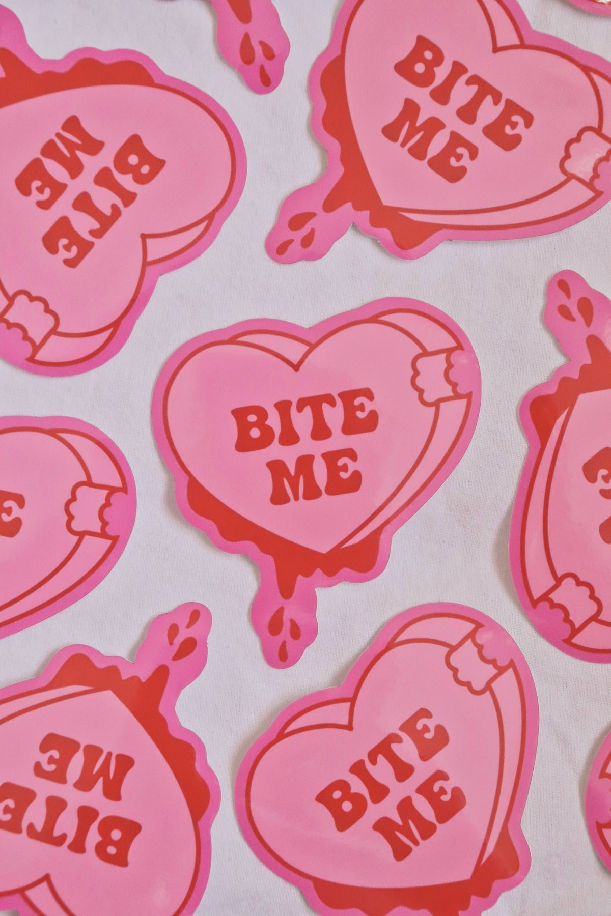 Bite Me Candy Heart | Glossy Waterproof Vinyl Sticker