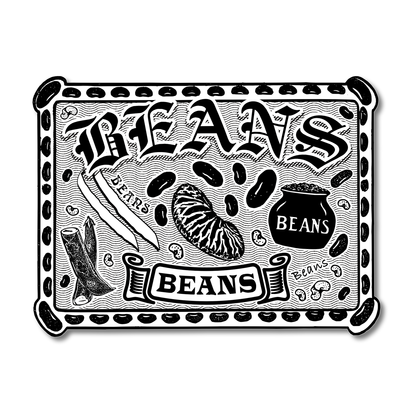 Autocollant en vinyle découpé « Beans »