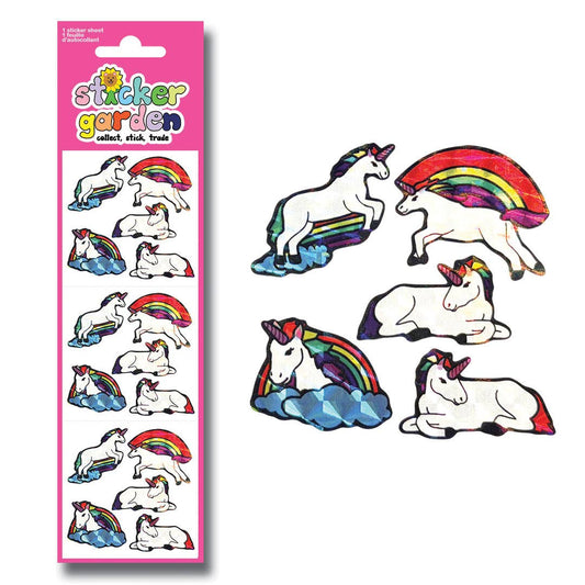Planches d'autocollants Licorne Arc-en-Ciel Prisme