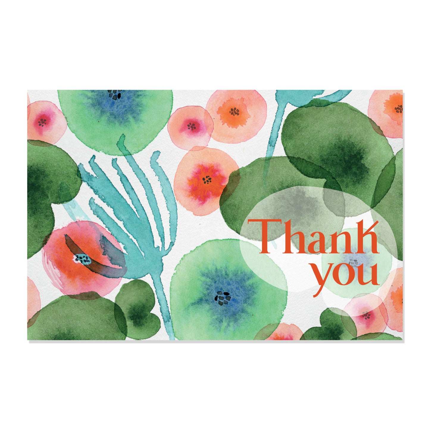 16 Thank You Cards Watercolour Flowers
