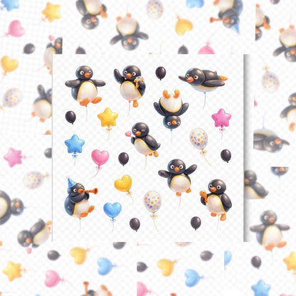Penguin Party Balloons - Sticker Sheet