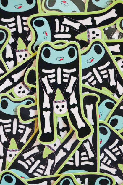 Steve the Skeleton Froggie | Glossy Waterproof Vinyl Sticker