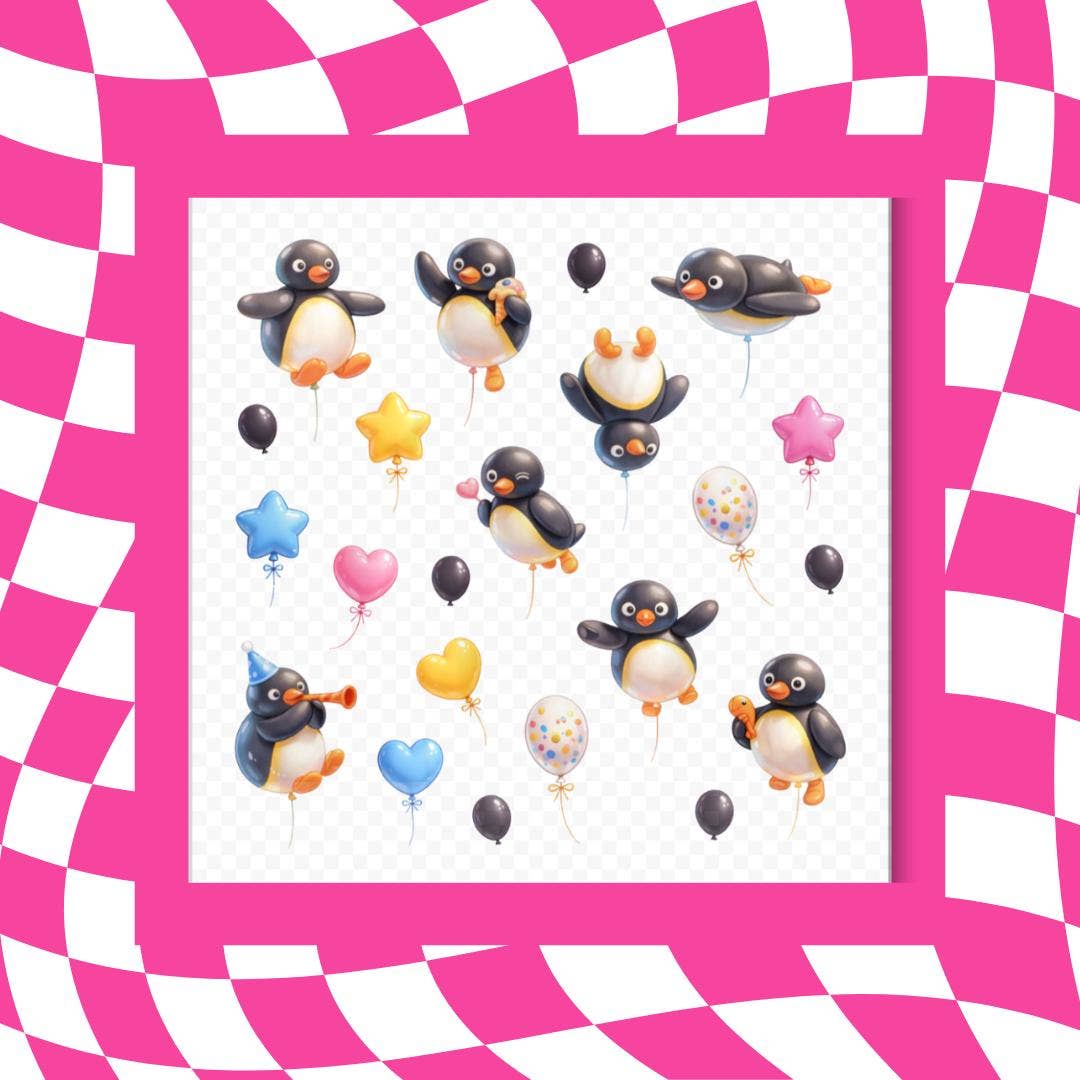 Penguin Party Balloons - Sticker Sheet