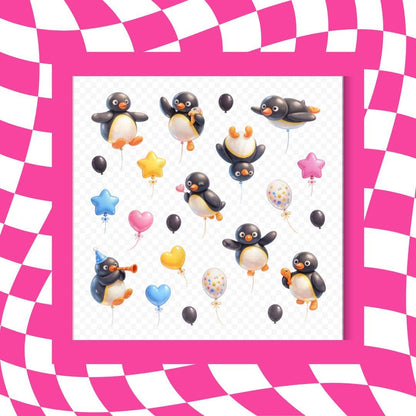 Penguin Party Balloons - Sticker Sheet