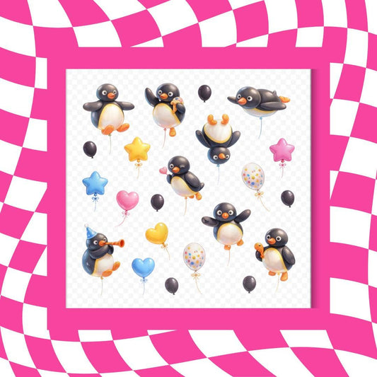 Penguin Party Balloons - Sticker Sheet
