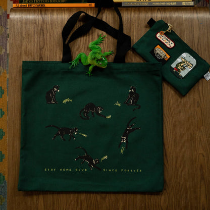 Frenemies Flat Tote | Dark Green Canvas Tote
