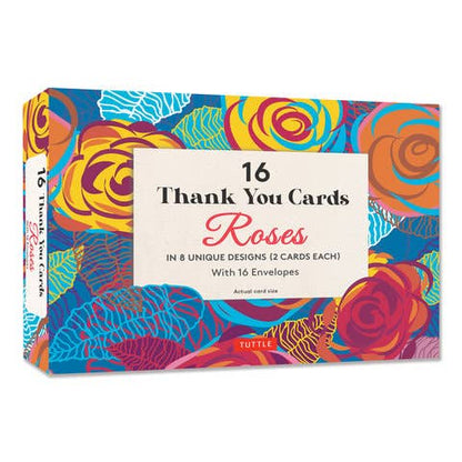 16 Thank You Cards, Roses