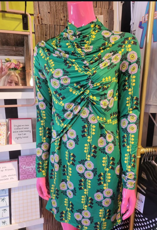 Robe fleurie vert vif Zara - Taille S