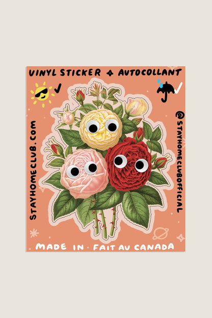 Googly Roses Sticker | Waterproof Vinyl Sticker