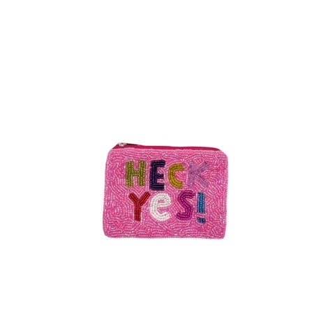 Heck Yes Beaded Mini Pouch