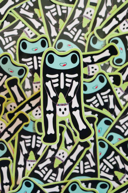 Steve the Skeleton Froggie | Glossy Waterproof Vinyl Sticker