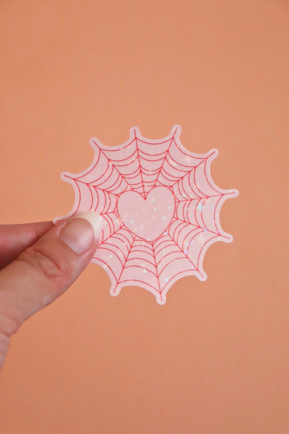 Spiderweb Heart | Glossy Holographic Vinyl Sticker