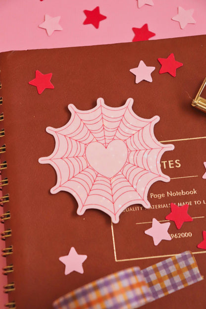 Spiderweb Heart | Glossy Holographic Vinyl Sticker
