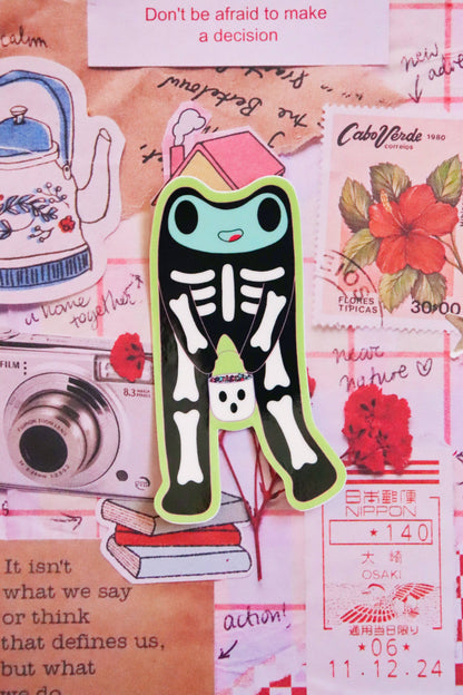 Steve the Skeleton Froggie | Glossy Waterproof Vinyl Sticker