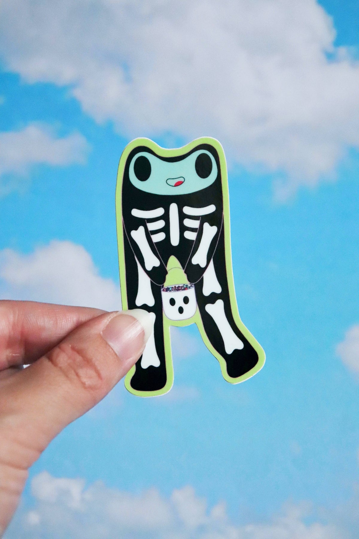 Steve the Skeleton Froggie | Glossy Waterproof Vinyl Sticker