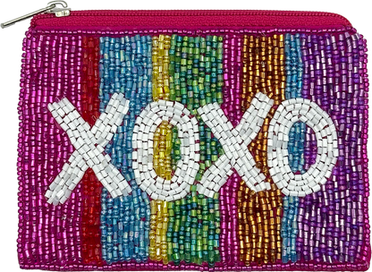 XOXO Beaded Pouch