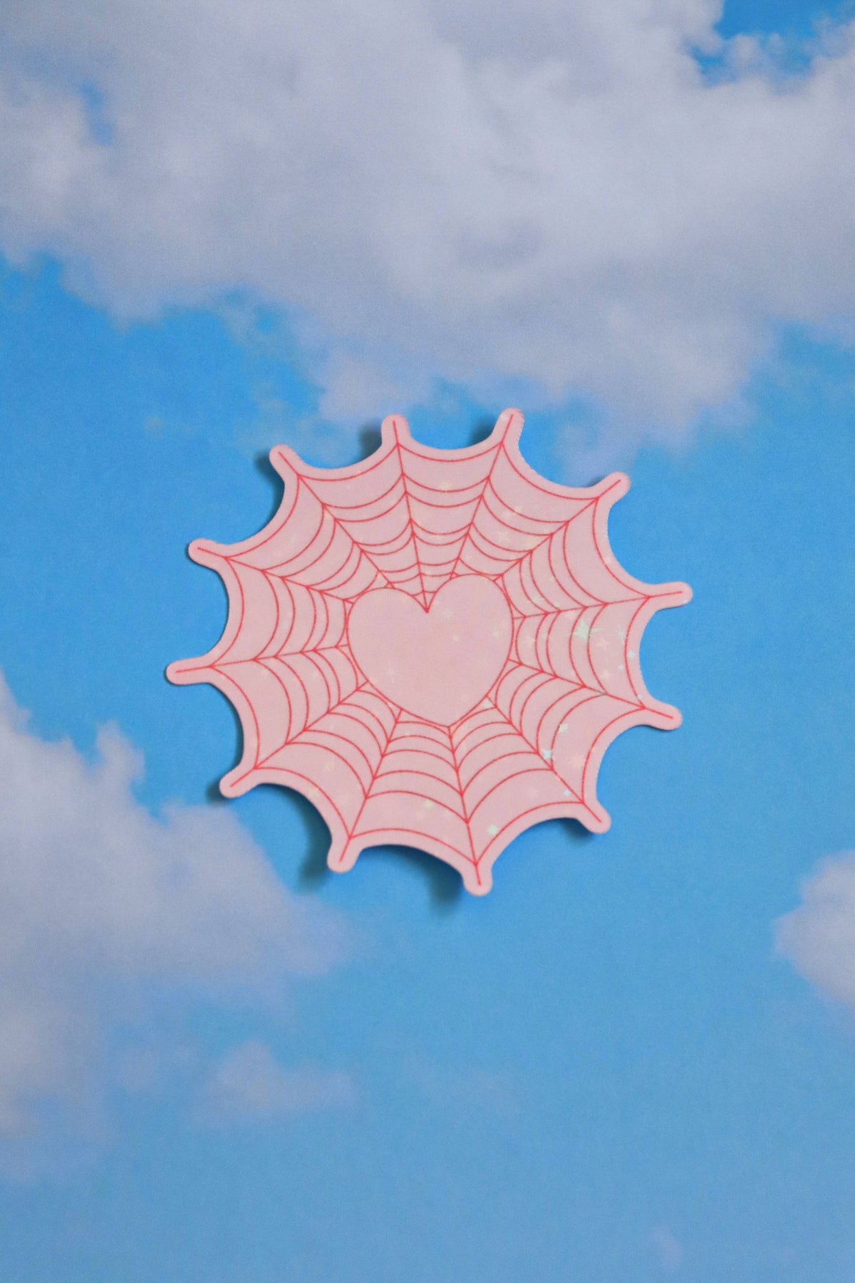 Spiderweb Heart | Glossy Holographic Vinyl Sticker