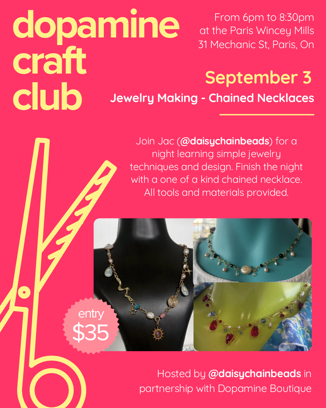 September 3rd - Jewelry Making (Chained Necklaces)