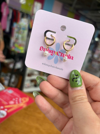 Dainty Pearl Hoops