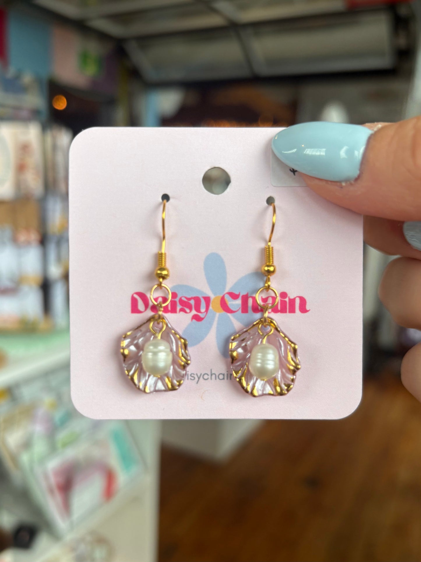 ‘Leila’ Shell Freshwater Pearl Earrings